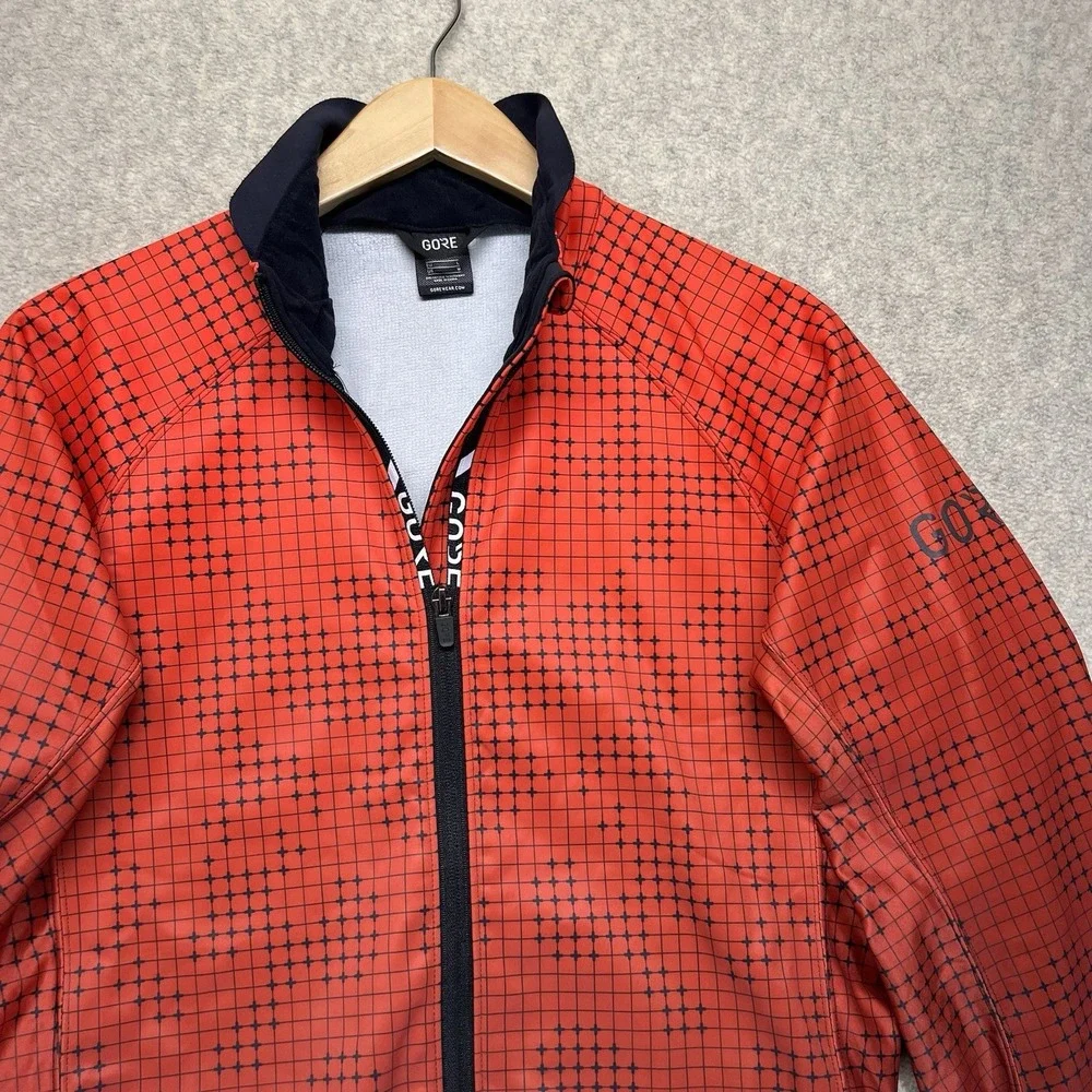 Gore Wear Cycling Jacket Mens Medium Red‎ Black Full Zip Thermal Bike Jersey